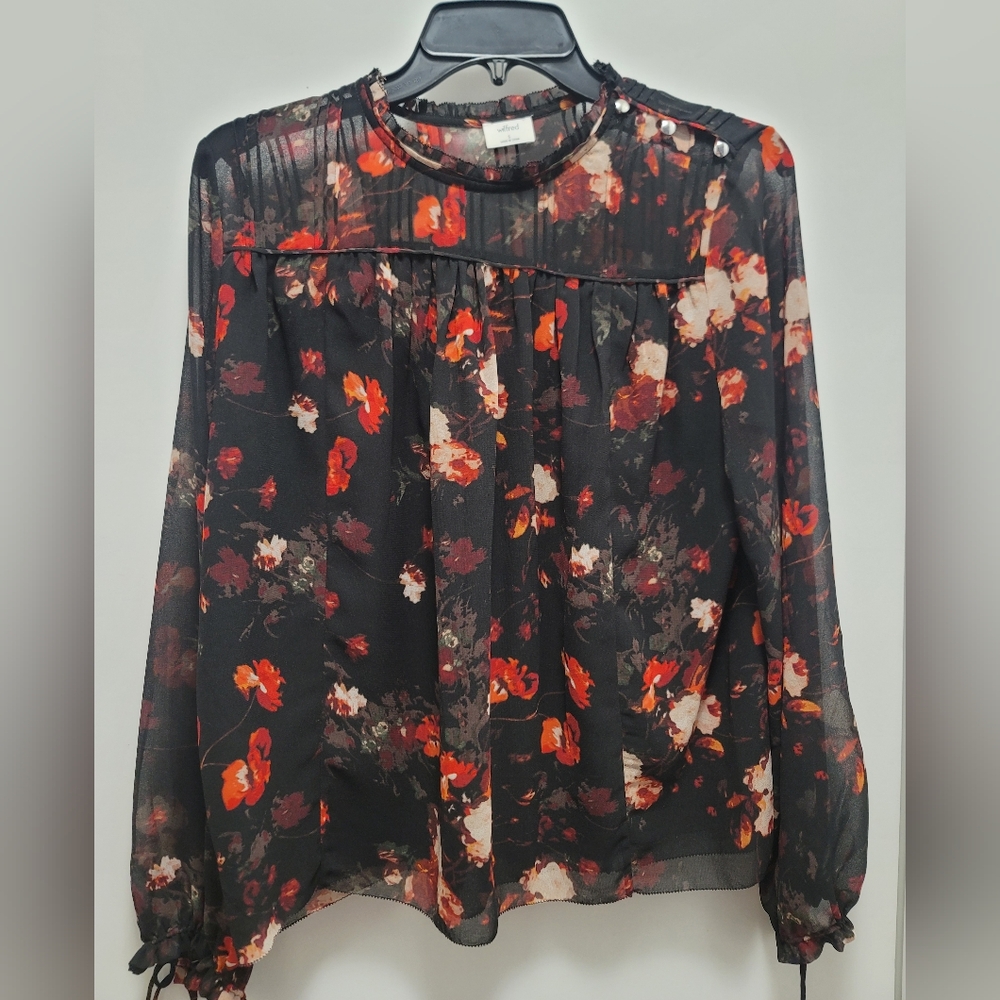 Wilfred Sz S Black Red Floral Blouse